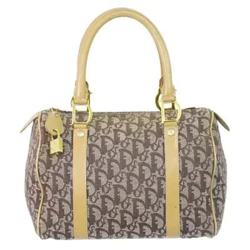 Christian Dior Trotter Boston Handbag Canvas Brown